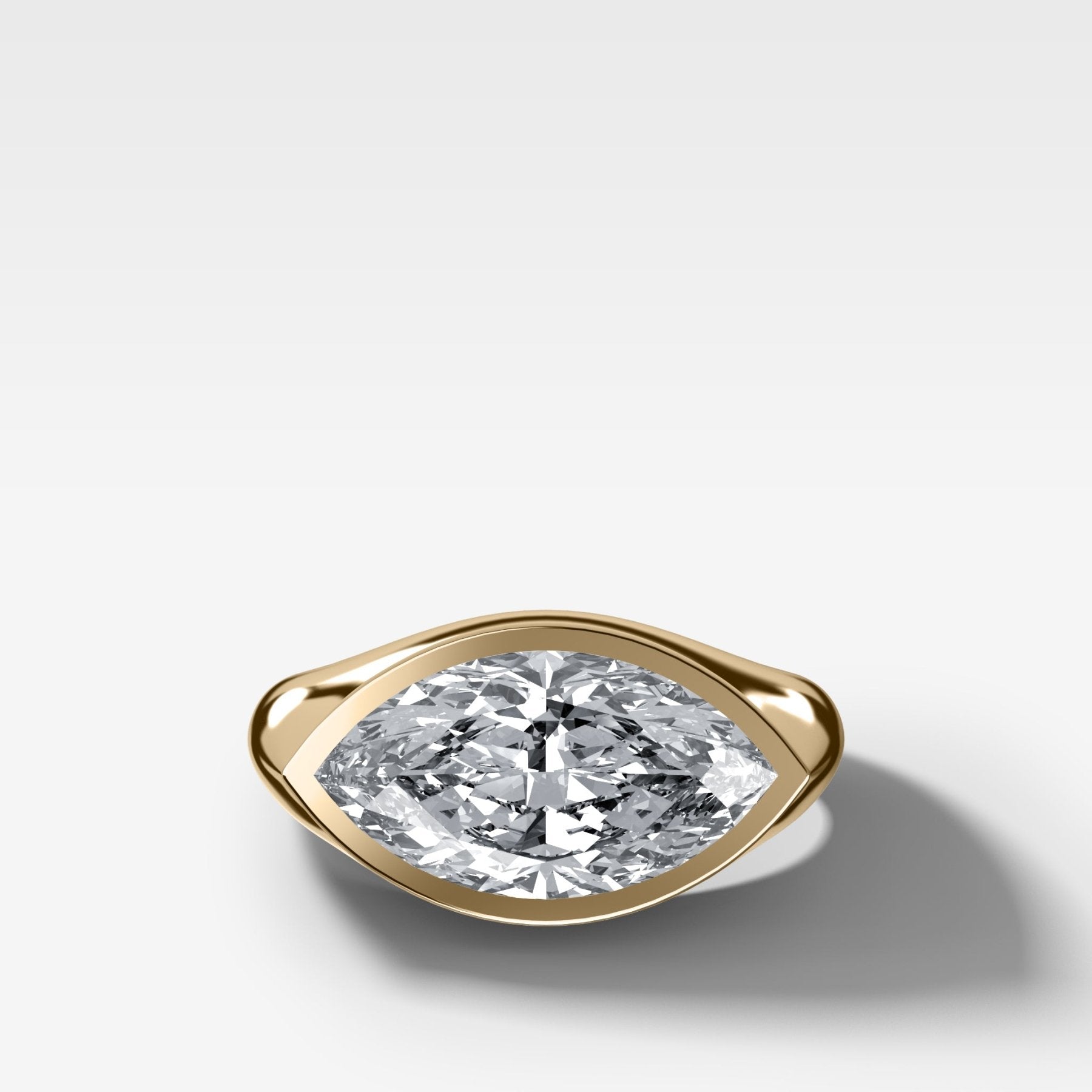 Tapered Bezel Signet Engagement Ring with Marquise Cut Diamond