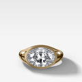 Tapered Bezel Signet Engagement Ring with Oval Cut Diamond