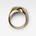 Tapered Bezel Signet Engagement Ring with Oval Cut Diamond
