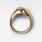 Tapered Bezel Signet Engagement Ring with Round Cut Diamond