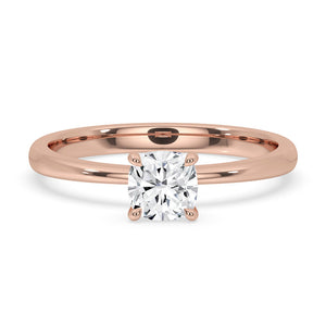 Cushion Diamond Solitaire Engagement Ring In Rose Gold
