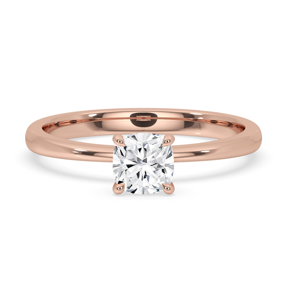 Cushion Diamond Solitaire Engagement Ring In Rose Gold