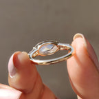 Oval Rose Cut Three Stone Engagement Ring