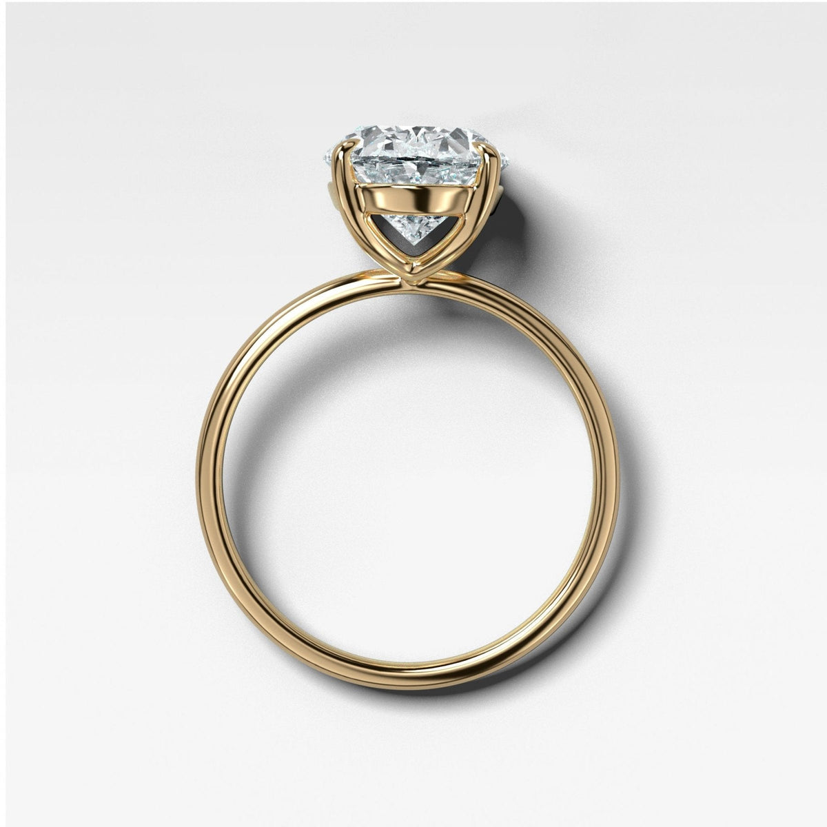 Thin + Simple Engagement Ring with 3.03ct Lab Grown Oval Cut Diamond