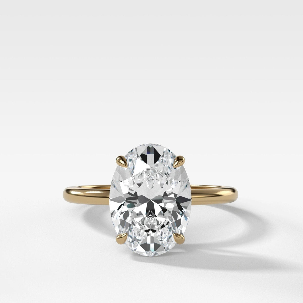 Thin + Simple Engagement Ring with 3.03ct Lab Grown Oval Cut Diamond