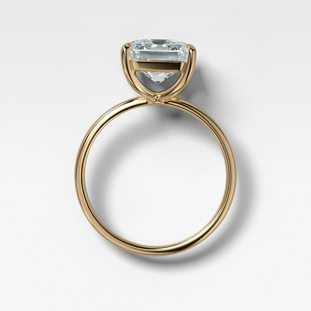 Thin + Simple Solitaire Engagement Ring With 3.02ct Lab Grown Asscher Cut Diamond