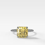 Thin + Simple Solitaire Engagement Ring With Canary Yellow Radiant Cut Diamond