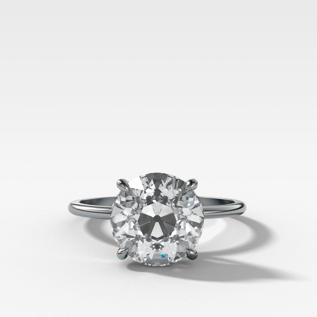 Thin + Simple Solitaire Engagement Ring With Old Euro Cut Diamond