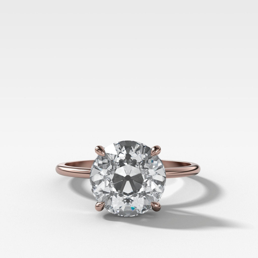 Thin + Simple Solitaire Engagement Ring With Old Euro Cut Diamond