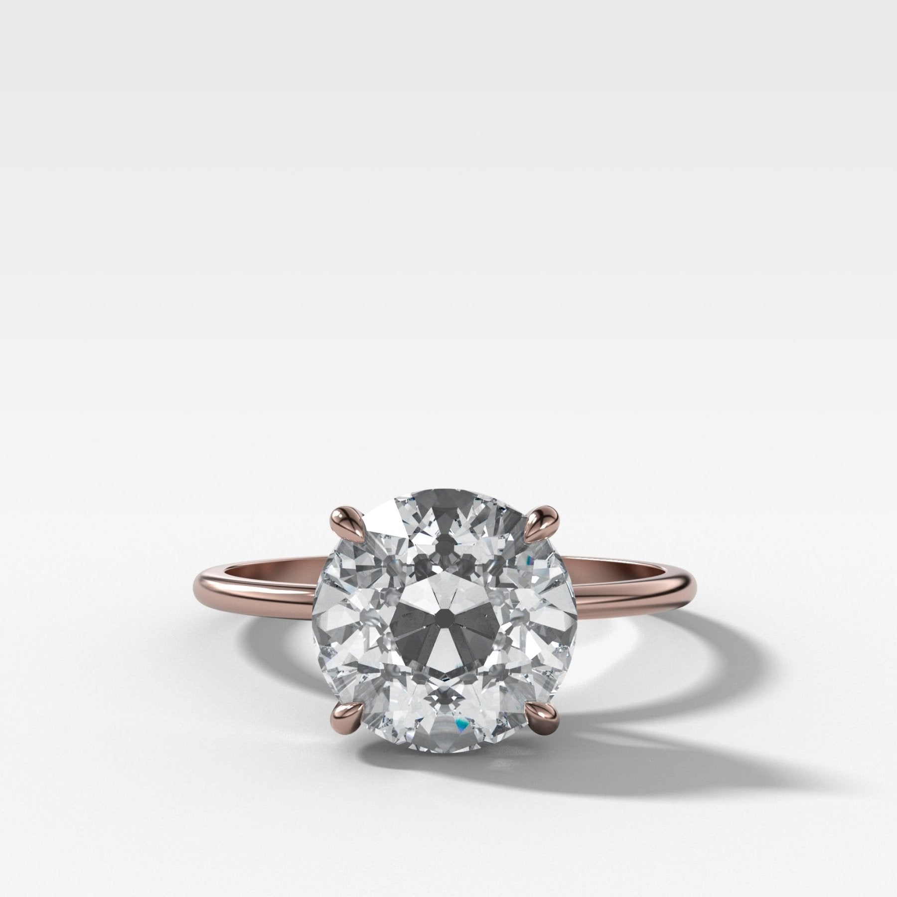 Thin + Simple Solitaire Engagement Ring With Old Euro Cut Diamond