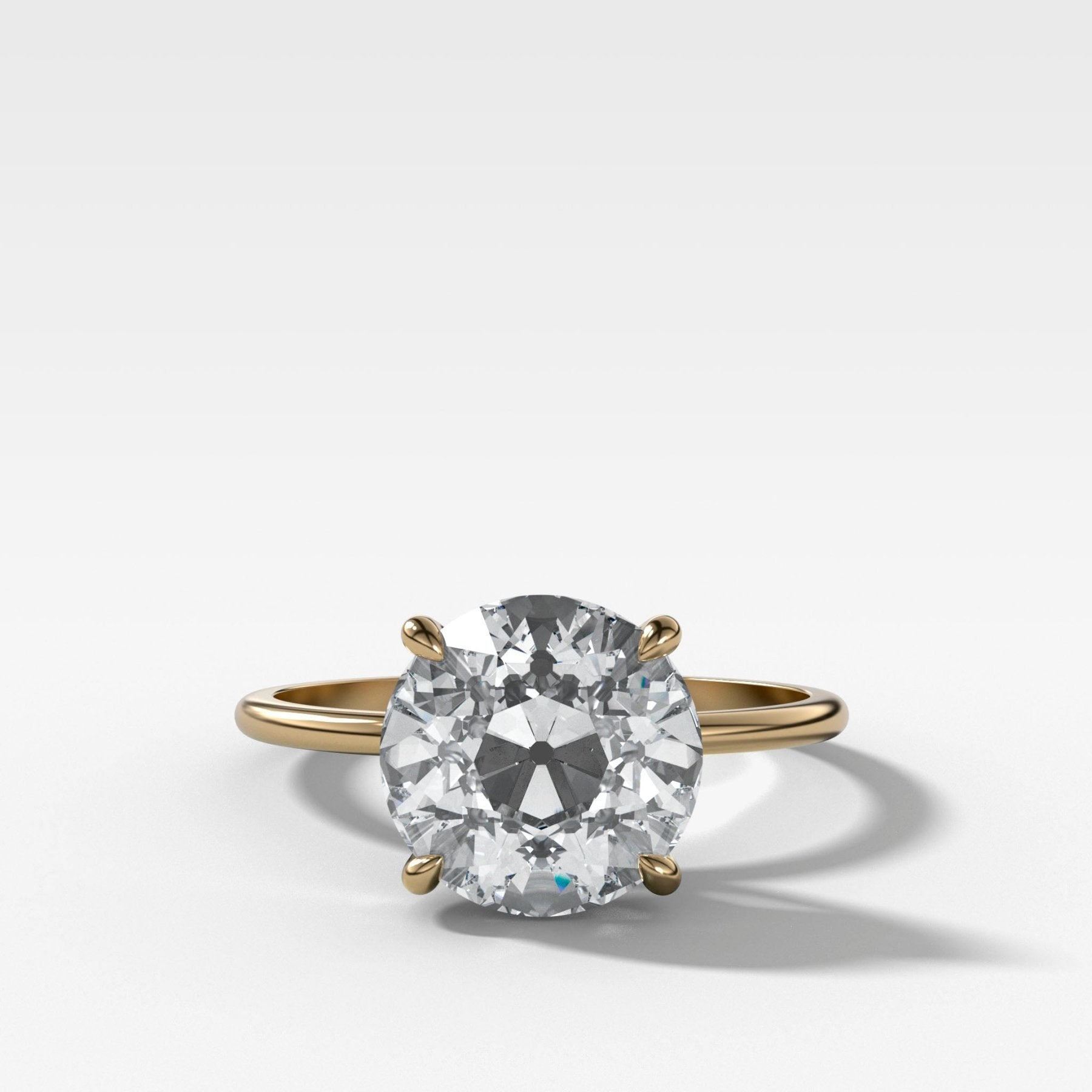 Thin + Simple Solitaire Engagement Ring With Old Euro Cut Diamond