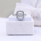1.50 CT Radiant Cut Moissanite Double Halo Engagement Ring