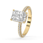 Hidden Halo Engagement Ring with Radiant Cut Style