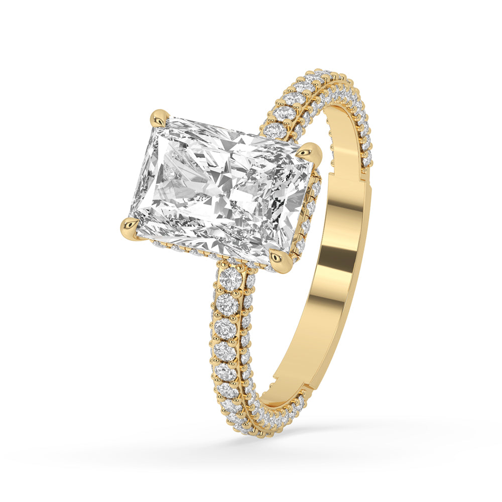 Hidden Halo Engagement Ring with Radiant Cut Style