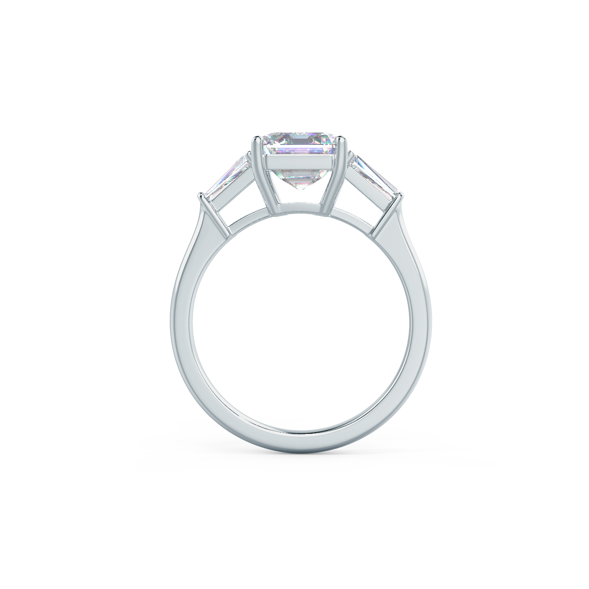 1.75 CT Asscher Cut Moissanite Three Stones Engagement Ring