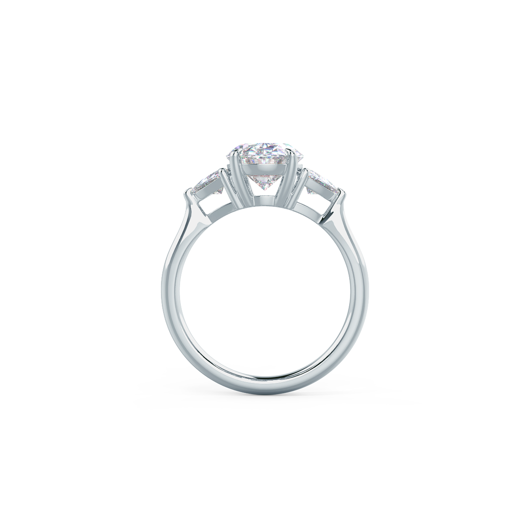 2.25CT Oval Moissanite three Stones Engagement Ring