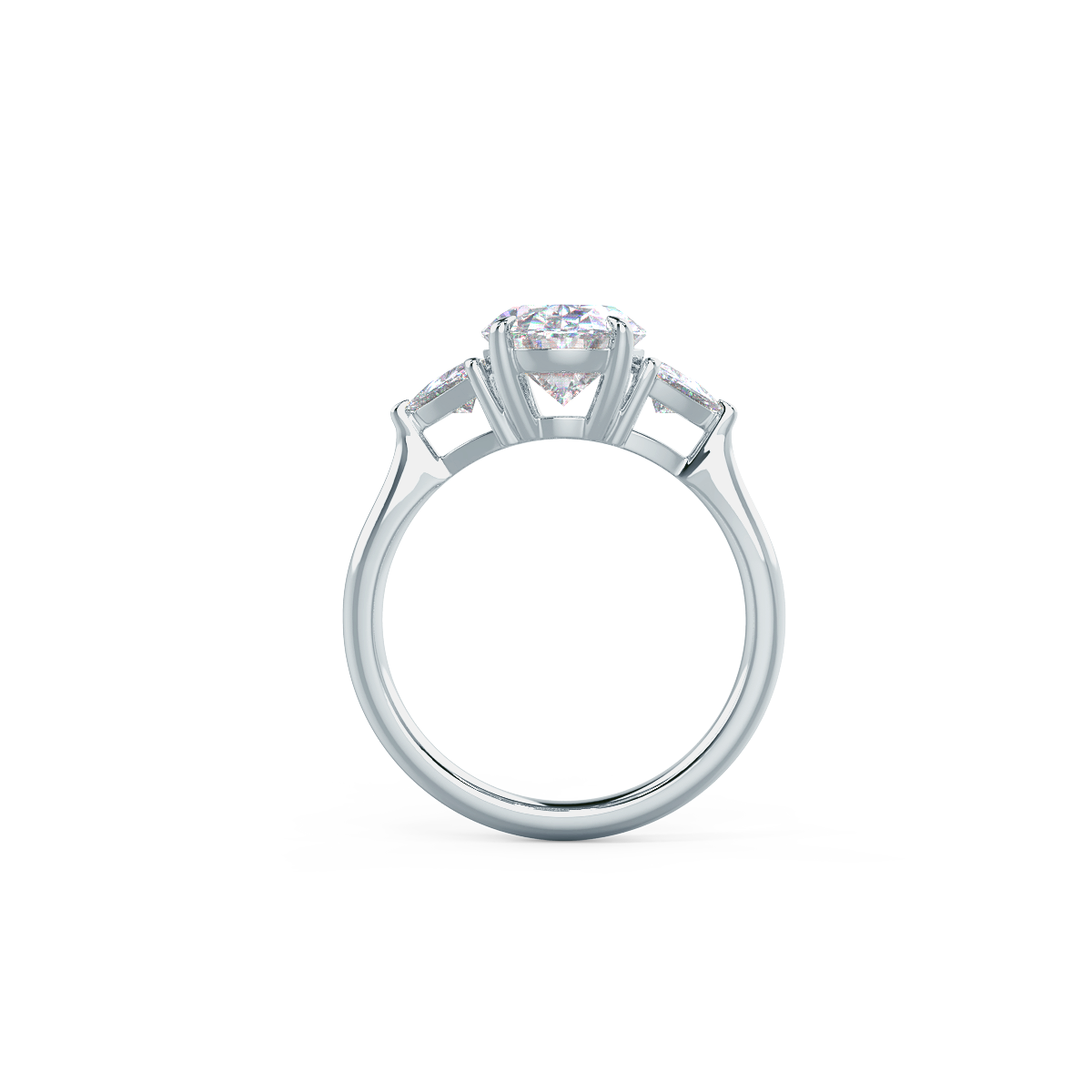 2.25CT Oval Moissanite three Stones Engagement Ring