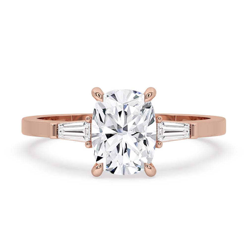 Cushion Cut Diamond Ring - Three Stone Design
