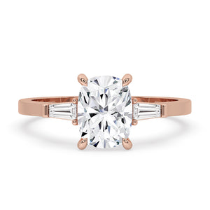 Cushion Cut Diamond Ring - Three Stone Design