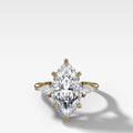 Three Stone Engagement Ring With Kite Side Stones and Marquise Cut Diamond