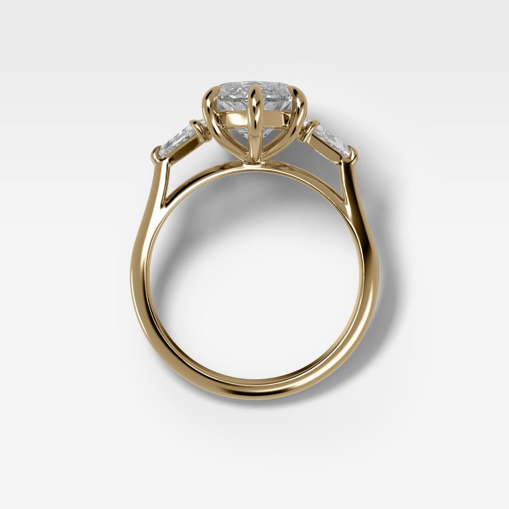 Three Stone Engagement Ring With Kite Side Stones and Marquise Cut Diamond