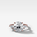 Three Stone Engagement Ring With Kite Side Stones and Old Euro Cut Diamond