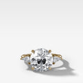 Three Stone Engagement Ring With Kite Side Stones and Old Euro Cut Diamond