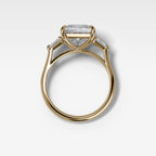 Three Stone Engagement Ring With Kite Side Stones and Princess Cut Diamond