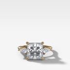 Three Stone Engagement Ring With Kite Side Stones and Princess Cut Diamond