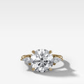 Three Stone Engagement Ring With Kite Side Stones and Round Cut Diamond