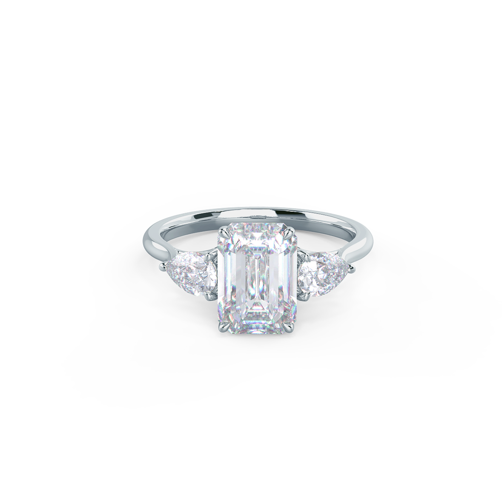 2.0 CT Emerald Moissanite Three Stones Engagement Ring