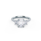 2.75 CT Emerald Moissanite Three Stones Pave Setting Engagement Ring