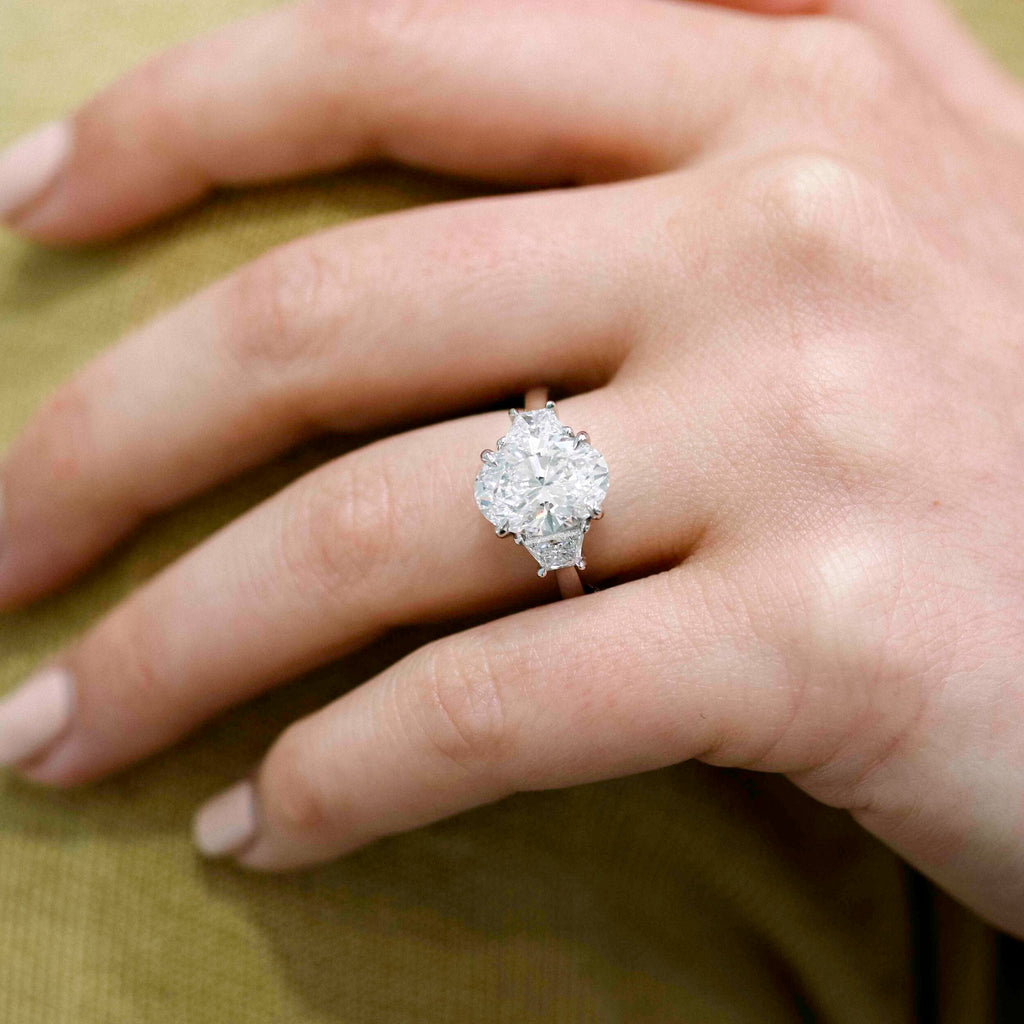 3.50 CT Oval Cut Moissanite Three Stones Engagement Ring