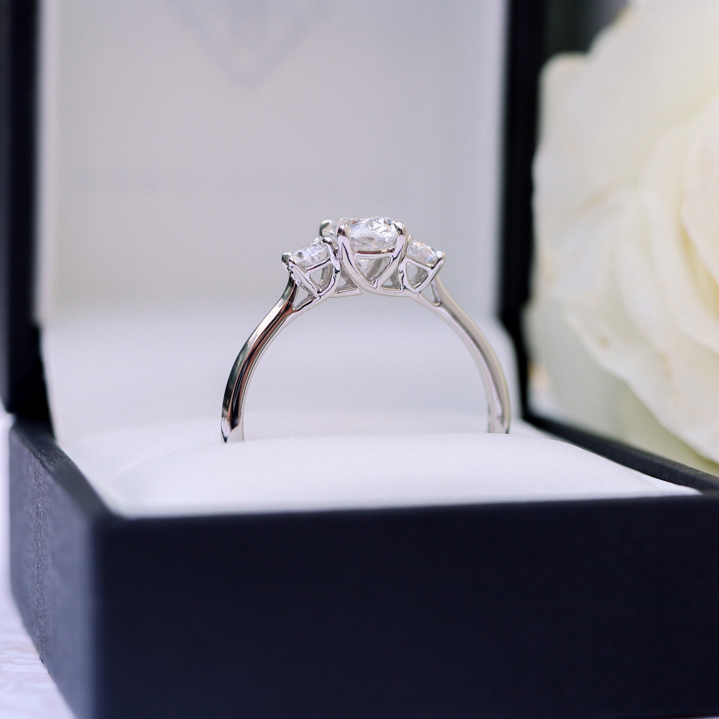 1.50 CT Oval Cut Moissanite Three Stones Engagement Ring