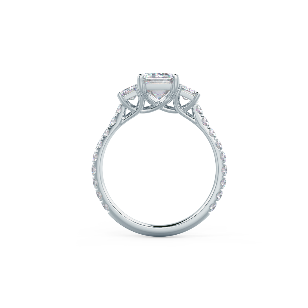2.75 CT Emerald Moissanite Three Stones Pave Setting Engagement Ring