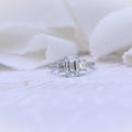 2.75 CT Emerald Moissanite Three Stones Pave Setting Engagement Ring