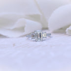 2.75 CT Emerald Moissanite Three Stones Pave Setting Engagement Ring