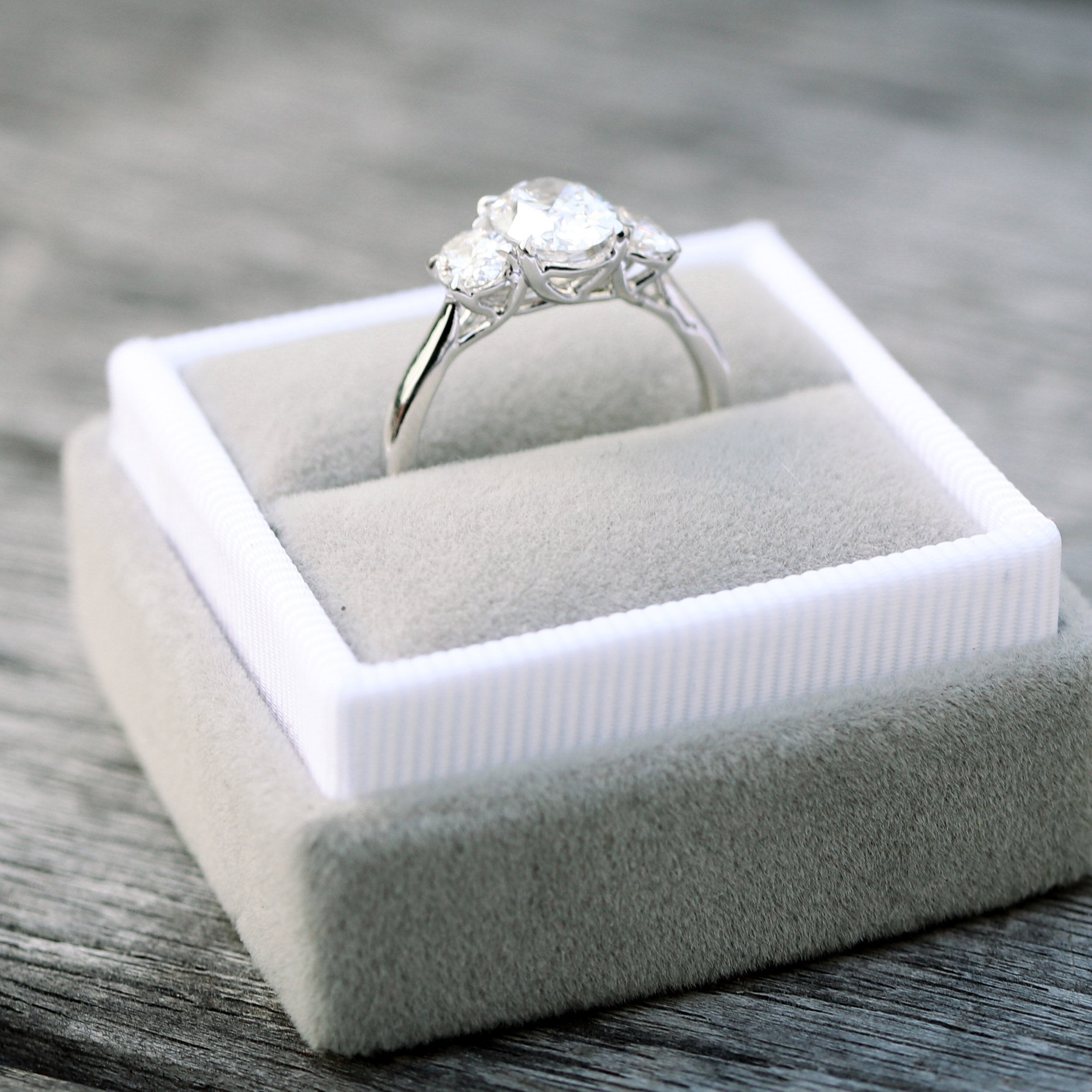 1.50 CT Oval Cut Moissanite Three Stones Engagement Ring