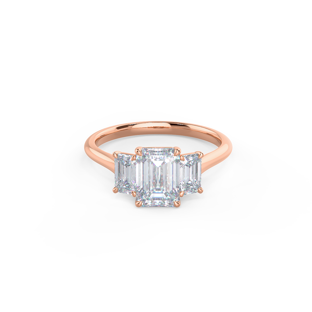 2.0 CT Emerald Moissanite Three Stones Engagement Ring
