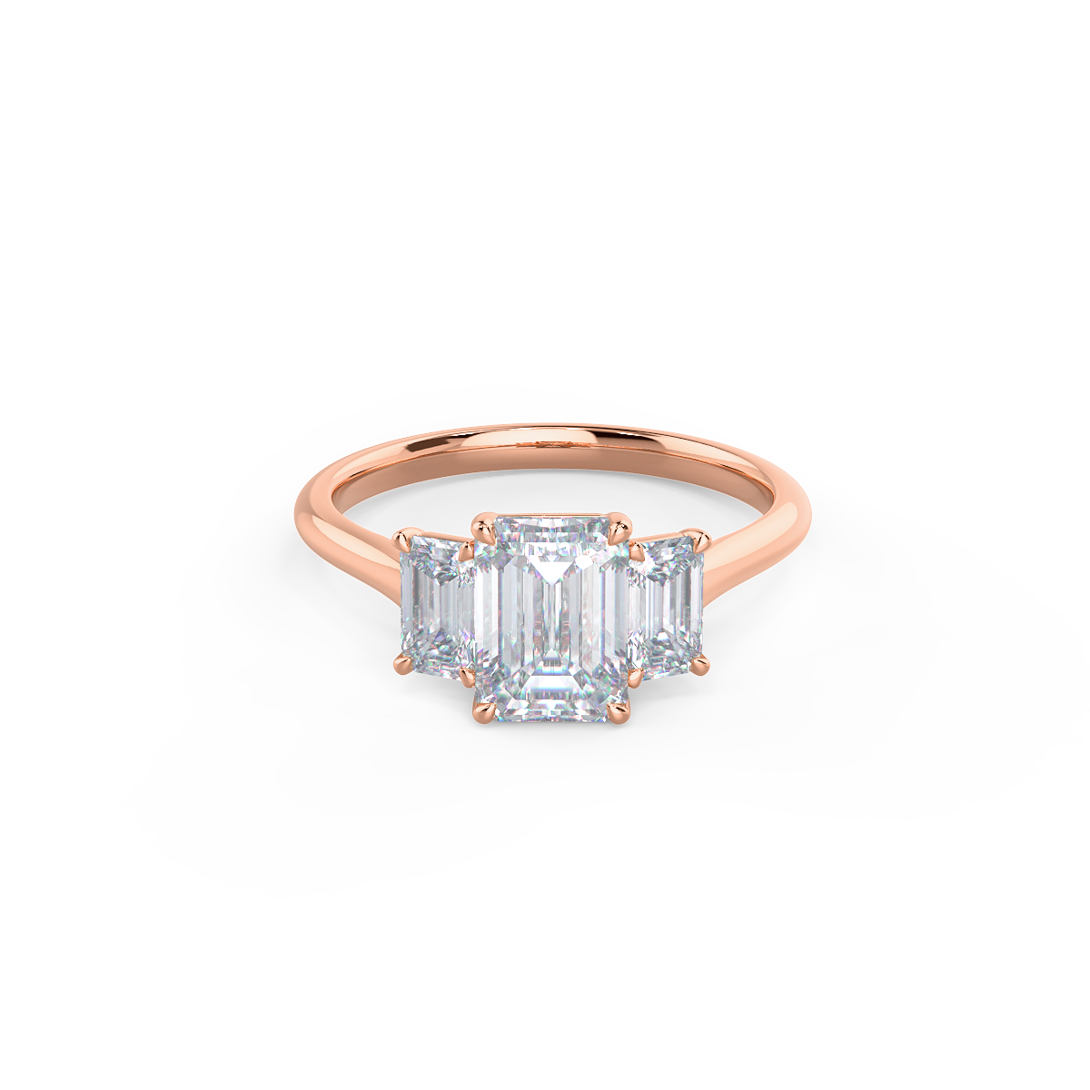 2.0 CT Emerald Moissanite Three Stones Engagement Ring
