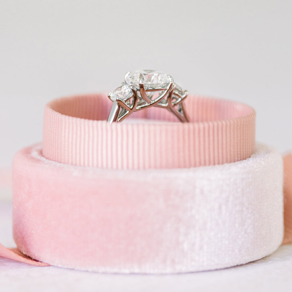 2.25 CT Round Moissanite Three Stone Engagement Ring