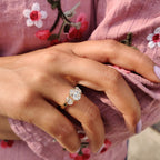 3 Stone Oval Engagement Ring With Double prong setting
