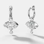 Tiered Button Back Drop Huggies with Marquise Cut Diamonds