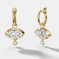 Tiered Button Back Drop Huggies with Marquise Cut Diamonds