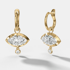Tiered Button Back Drop Huggies with Marquise Cut Diamonds