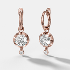 Tiered Button Back Drop Huggies with Round Cut Diamonds