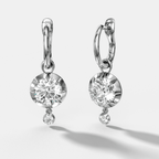 Tiered Button Back Drop Huggies with Round Cut Diamonds