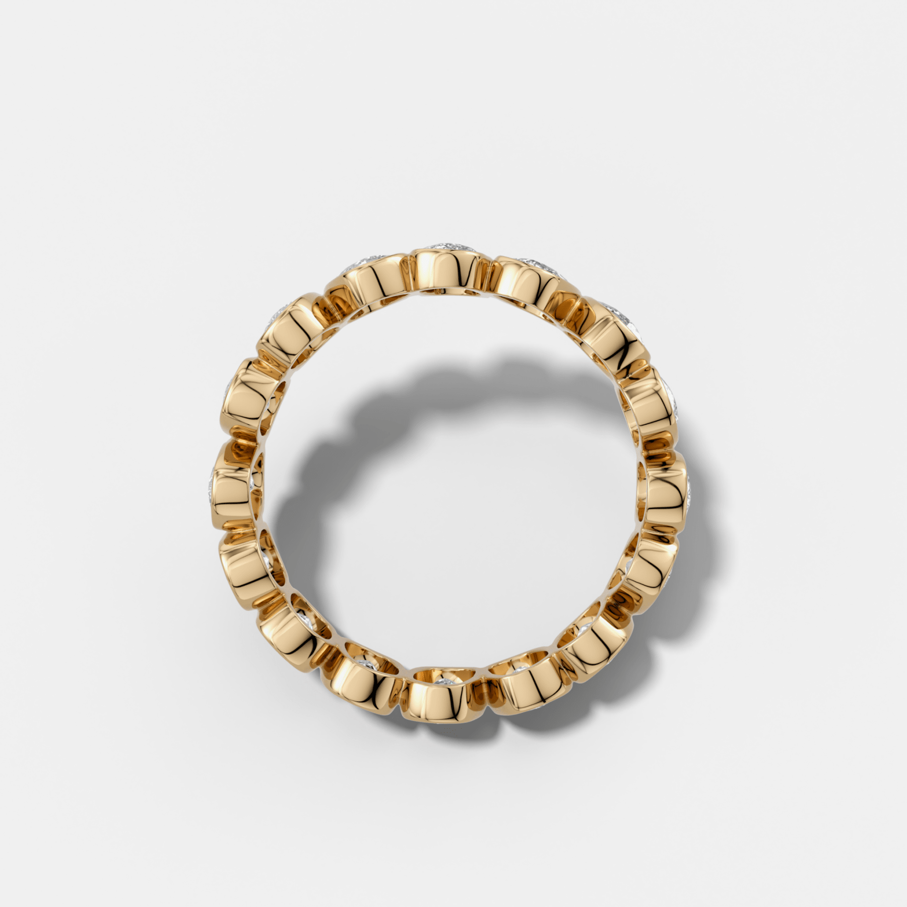Tilted Bezel Set Eternity Band with Cushion Cuts Secondary image