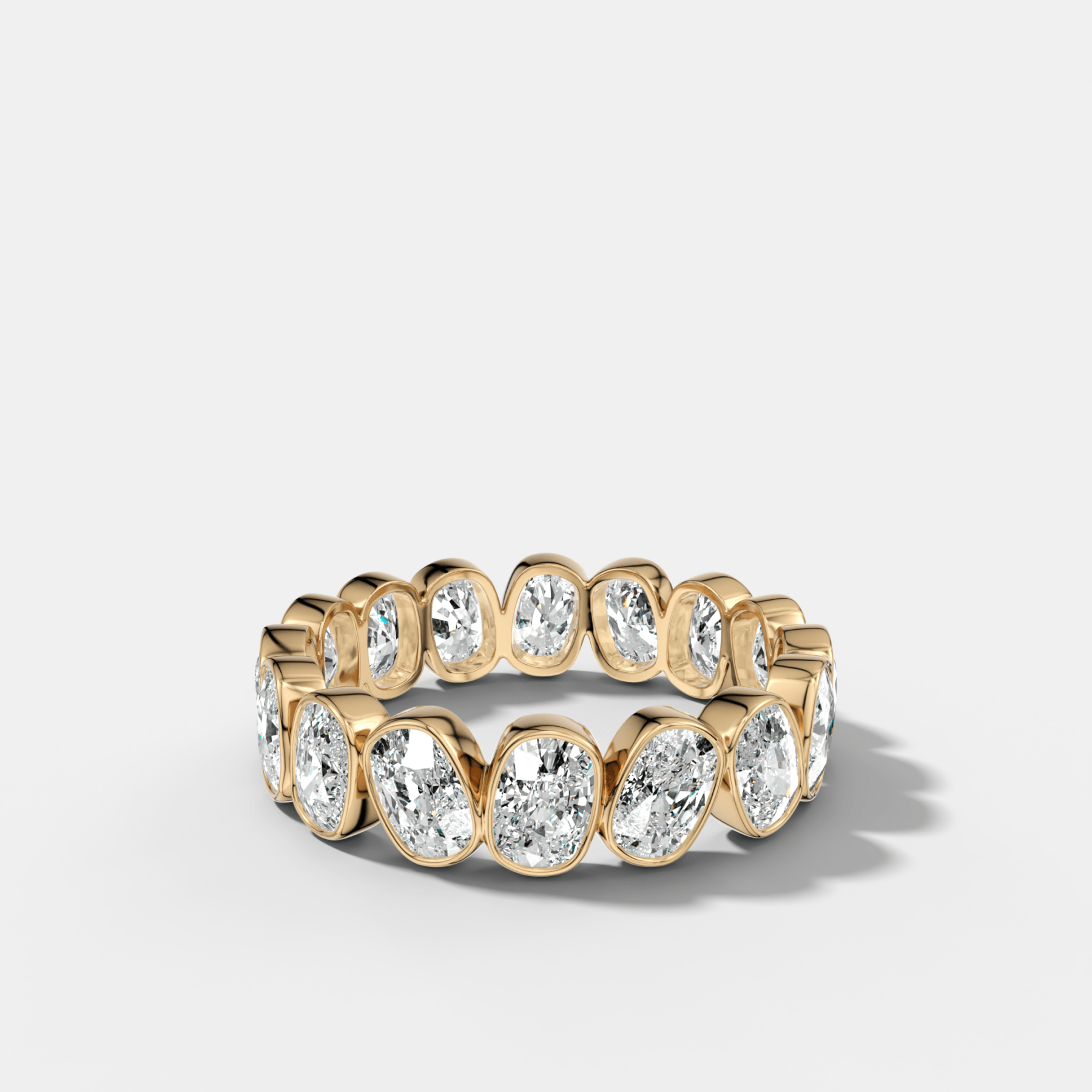 Tilted Bezel Set Eternity Band with Cushion Cuts Main image