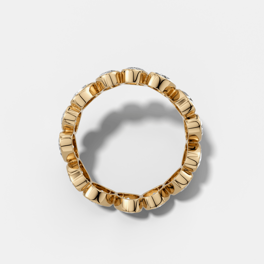 Tilted Bezel Set Eternity Band with Oval Cuts